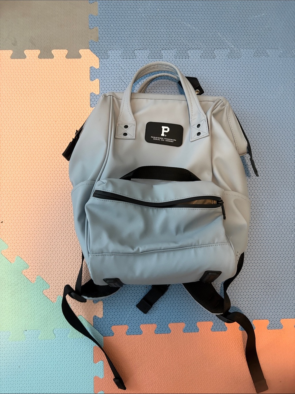 Light Blue Women's Travel Backpack with Front Pocket